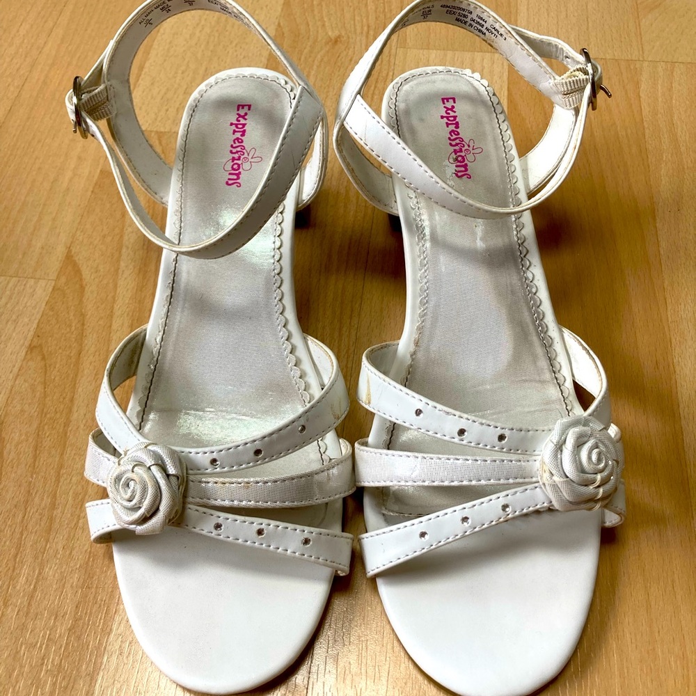 White Strapy Heels with Flower